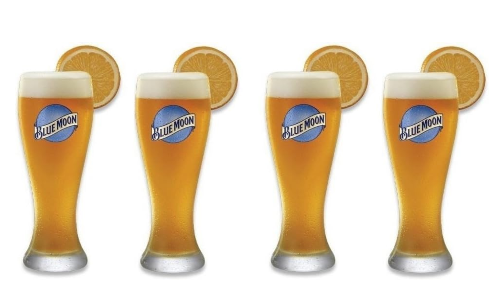 Set of 4 Blue Moon Signature Wheat Beer Glasses